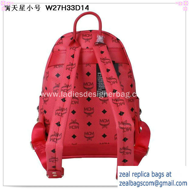 High Quality Replica MCM Stark Studded Small Backpack MC2089S Light Red